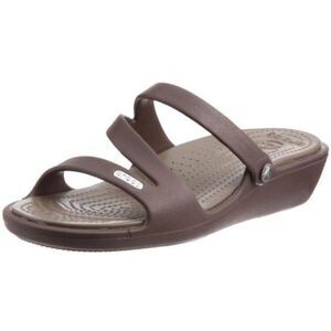 Crocs Womens Size 10 Patricia Brown Sandals Wedge Open Toe